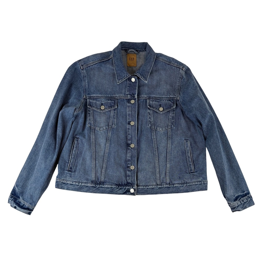GAP Icon Denim Jacket Womens XXL Blue Medium Wash Cotton Button Front
